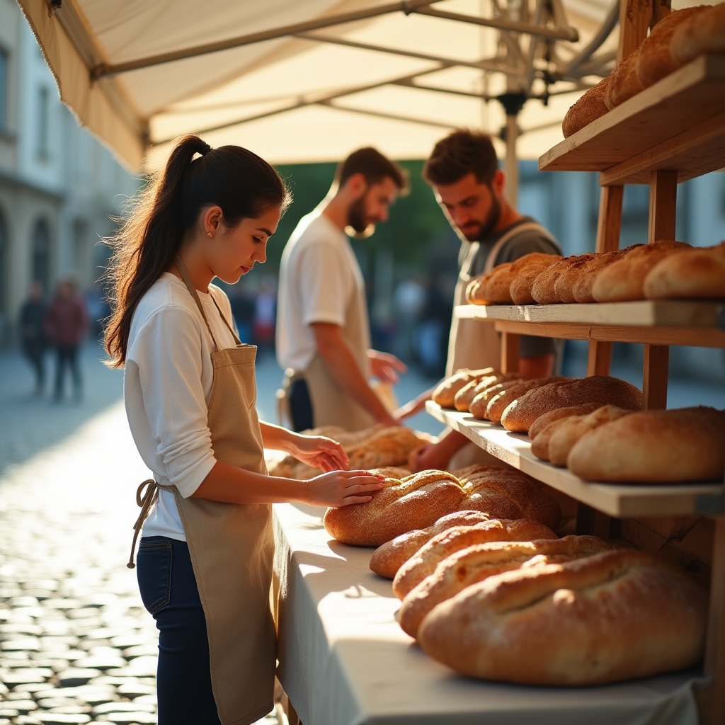 Praktischer Aufbau eines Marktstandes mit Backwaren